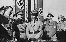 Key leaders of the Nazi regime (left to right): Adolf Hitler, Hermann Goring, Joseph Goebbels and Rudolf Hess WWII, Europe, Germany, "Nazi Hierarchy, Hitler, Goering, Goebbels, Hess", The Desperate Years p143 - NARA - 196509.jpg