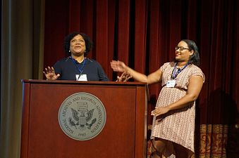 Alice Backer (left) and Sherry Antoine (right) @ WikiConference USA 2015