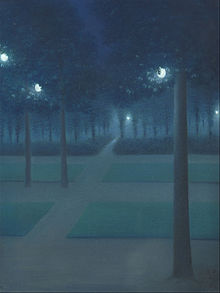 Nocturn in the Parc Royal, Brussels (1897), by William Degouve de Nuncques, Musee d'Orsay, Paris William Degouve de Nuncques - Nocturn in the Parc Royal, Brussels - Google Art Project.jpg