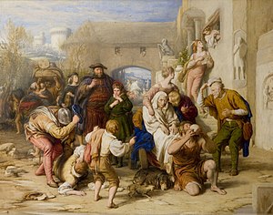 The Seven Ages of Man by William Mulready, 1838, illustrating the speech William Mulready - The Seven Ages of Man, c1836-1838 - Victoria and Albert Museum, London.jpg