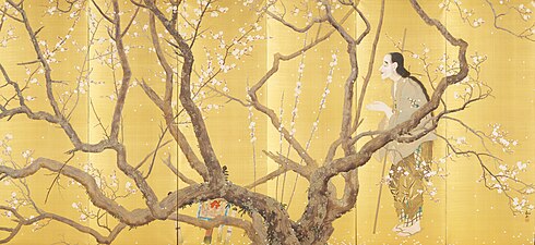 Right panel of the Yorobōshi (弱法師, Scene from Noh play Yorobōshi) by Shimomura Kanzan, 1915. Important Cultural Property. Tokyo National Museum.