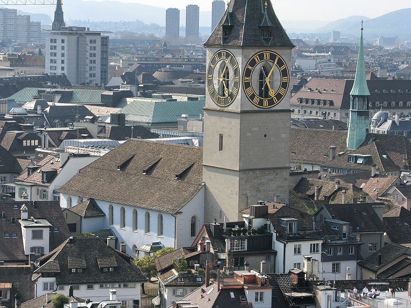 File:Zürich - St Peter - Sicht vom Grossmünster Karlsturm IMG 6427.JPG