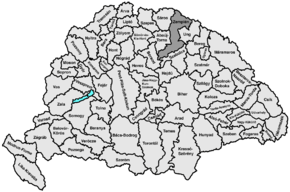 Hartă de poziționare pentru Comitatul Zemplén