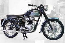 A 1962 Triumph Bonneville represents the popularity of British motorcycles at that time ZweiRadMuseumNSU Triumph Bonneville.JPG