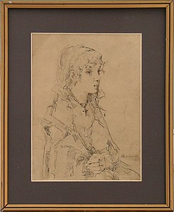 Portrait of a girl label QS:Len,"Portrait of a girl" Between 1890 and 1915