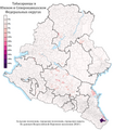 Przesiedlenie Tabasaran w Południowym Okręgu Federalnym i Okręgu Federalnym Północnego Kaukazu przez osady miejskie i wiejskie w %, spis ludności z 2010 r.