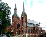 3 Elm Street, formerly St. Mary's Catholic Church, built in 1881. At eastern end of Historic District. Gothic Revival.