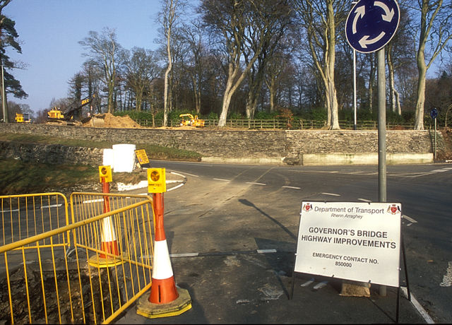 Governor's Bridge road junction between the A18 Bemahague Road and the A2 Governor's Road