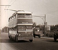 Двухэтажный троллейбус ЯТБ-3 на Ленинградском шоссе, 1937