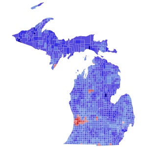 1986 Michigan gubernatorial election results map by municipality.svg