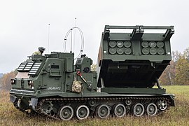 The M270 Multiple Launch Rocket System uses a tractor crawler drive.