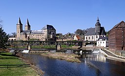 20180410505DR Rochlitz Schloß Petrikirche Bahnbrücke Mühle