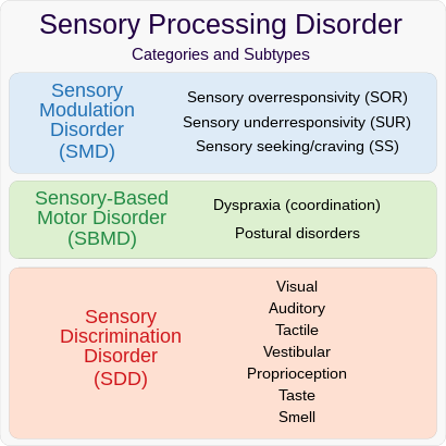 20200711 Sensory Processing Disorder (SPD) - categories and subtypes.svg