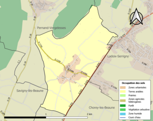 Carte en couleurs présentant l'occupation des sols.