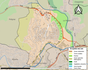 Barevná mapa znázorňující využití půdy.