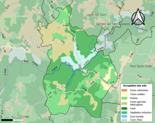 Kolorowa mapa przedstawiająca użytkowanie gruntów.