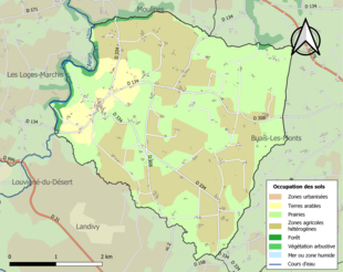 Kolorowa mapa przedstawiająca użytkowanie gruntów.