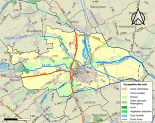 Barevná mapa znázorňující využití půdy.