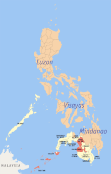 Areas in Mindanao Philippines under Autonomous Region in Muslim Mindanao are in red. ARMM.png