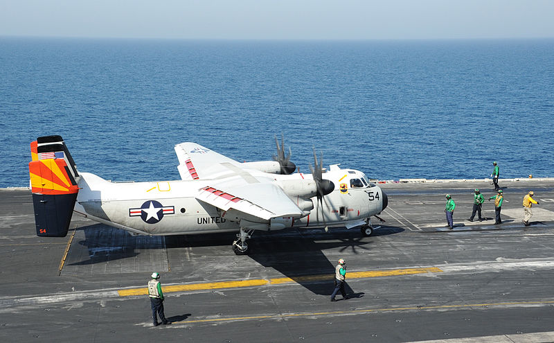 File:A U.S. Navy C-2A Greyhound aircraft assigned to Fleet Logistics Support Squadron (VRC) 40 takes off from the aircraft carrier USS George H.W. Bush (CVN 77) June 25, 2014, in the Persian Gulf 140625-N-MU440-044.jpg