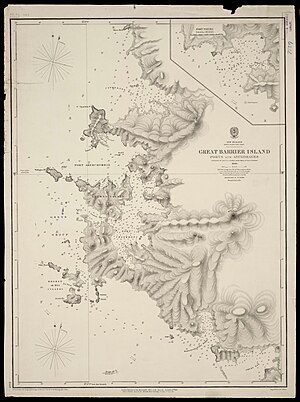 300px admiralty chart no 2559 great barrier island ports and anchorages%2c published 1857