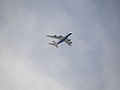 An Airbus A380 flying over Fremont California