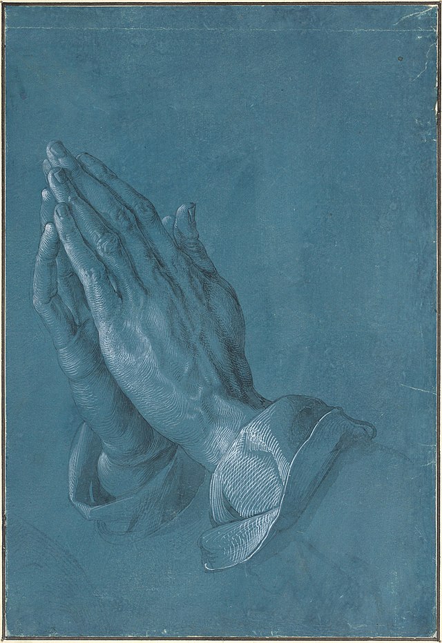 praying hands with rosary art