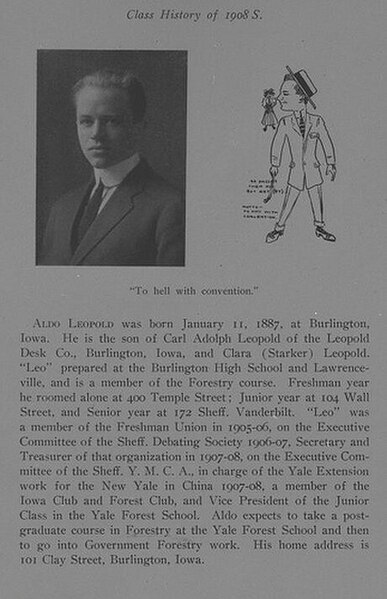 Leopold's entry in the Yale Sheffield Scientific School yearbook, 1908