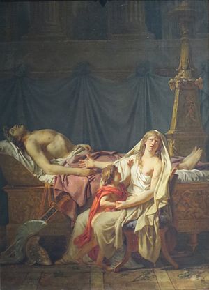 Andromache Mourning Hector (The Sorrow of Andromache) by Jacques-Louis David, 1783, Pushkin Museum.JPG