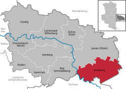 Elhelyezkedése Wittenbergi járás térképén