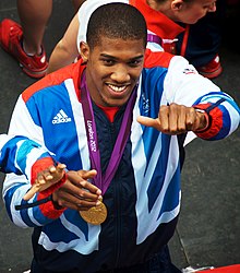 Anthony Joshua won the British Men's National Superstars Championship during the 2012 Olympic Superstars edition. Anthony Joshua.jpg