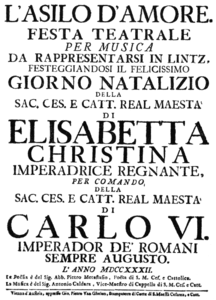 Titelside til libretto fra 1732 (musik af Antonio Caldara)