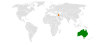 Location map for Australia and Iraq.