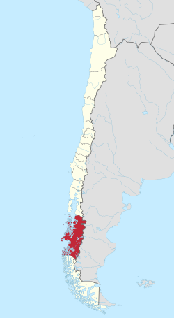 Aisenas reģiona atrašanās vieta Čīlē