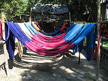 Coloured threads getting dried in the sun in Tangail BD Tangail 3.JPG