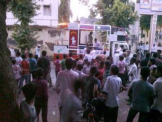 BJP's celebratory procession at Chinawal after Haribhau Jawale's victory from Raver constituency in 2014 assembly elections BJP Victory Procession 02.jpg