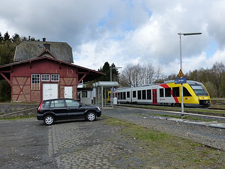 A diesel Alstom LINT of the Taunusbahn in Langenhahn station
