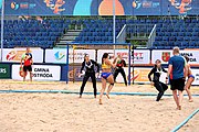 Deutsch: Beachhandball Europameisterschaften 2019 (Beach handball Euro); Tag 3: 4. Juli 2019 – Frauen, Hauptrunde Gruppe II, Deutschland-Spanien 1:2 (18:24, 24:14, 8:9) English: Beach handball Euro; Day 3: 4 July 2019 – Women Main Round Group II – Germany-Spain 1:2 (18:24, 24:14, 8:9)