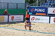 Deutsch: Beachhandball Europameisterschaften 2019 (Beach handball Euro); Tag 2: 3. Juli 2019 – Frauen, Vorrunde Gruppe C, Spanien-Griechenland 2:1 (12:20, 18:16; 8:2) English: Beach handball Euro; Day 2: 3 July 2019 – Women Preliminary Round Group C – Spain-Greece 2:1 (12:20, 18:16; 8:2)