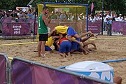 Deutsch: Beachhandball bei den Olympischen Jugendspielen 2018; Tag 7, 13. Oktober 2018; Jungen, Finale – Portugal-Spanien 1:2 English: Beach handball at the 2018 Summer Youth Olympics at 13 October 2018 – Boys Gold Medal Match – Portugal-Spain 1:2