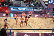 Deutsch: Beachhandball bei den Olympischen Jugendspielen 2018; Tag 5, 10. November 2018; Mädchen, Hauptrunde - Chinese Taipei (Taiwan)-Niederlande 1:2 English: Beach handball at the 2018 Summer Youth Olympics at 11 October 2018 – Girls Main Round – Chinese Taipei (Taiwan)-Netherlands 1:2