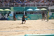 Deutsch: Beachvolleyball bei den Olympischen Jugendspielen 2018; Tag 11, 17. Oktober 2018; Jungen, Spiel um Platz 3 – Argentinien-Ungarn 2:0 (21–15/21–15) English: Beach volleyball at the 2018 Summer Youth Olympics at 17 October 2018 – Bronze Medal Match – Argentina-Hungary 2:0 (21–15/21–15)