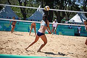 Deutsch: Beachvolleyball bei den Olympischen Jugendspielen 2018; Tag 8, 14. Oktober 2018; Mädchen, Achtelfinale – Mexiko-China 0:2 (15–21/16–21) English: Beach volleyball at the 2018 Summer Youth Olympics at 14 October 2018 – Girls Round of 16 – Mexico-China 0:2 (15–21/16–21)