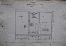 Paroi du côté de l'aile des bains du cabinet d'angle de Mme Adélaïde à Bellevue, vers 1775. Archives nationales.