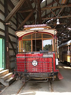 Biddeford & Saco Railroad car 31 в Приморском музее троллейбусов (2016) .jpg