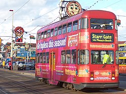 Millennium car 718, pictured before receiving RVAR compliance modifications. Blackpool Tram 718 Millennium car.jpg