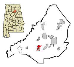 Blount County Alabama Incorporated and Unincorporated areas Locust Fork Highlighted.svg