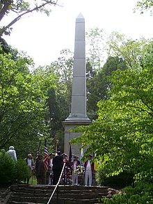 Monument at the Blue Licks Battlefield State Park, photographed in 2006 during a memorial service marking the 224th anniversary of the battle. Blue Licks monument.jpg