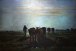 Oxes watching to tillage, morning sky (1855)
