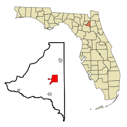 Bradford County Florida Incorporated and Unincorporated areas Starke Highlighted.svg